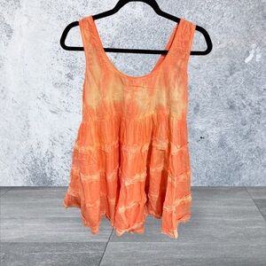 RAGA Orange and White Tiered Sleeveless Tank Top